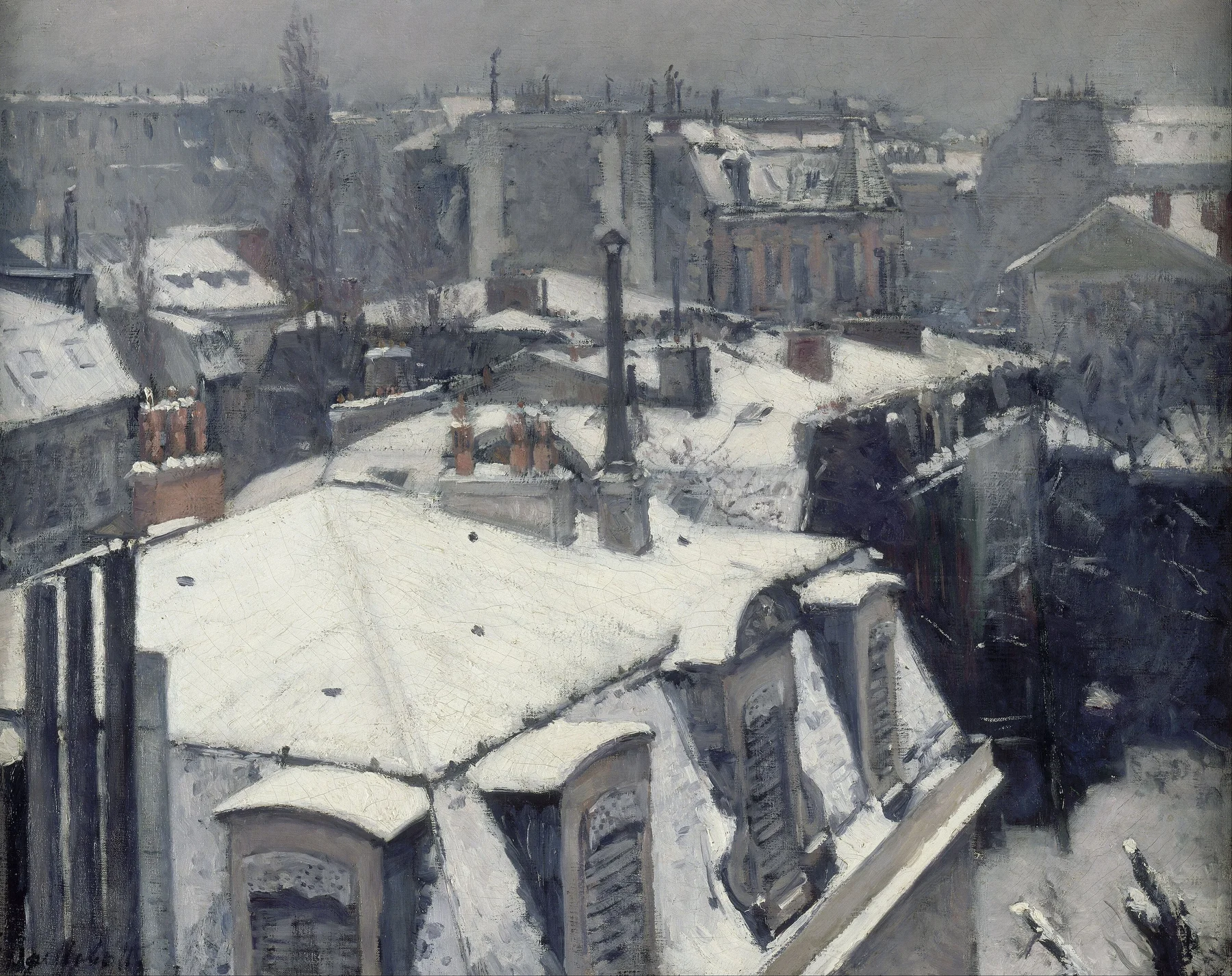 Havas háztetők — Gustave Caillebotte