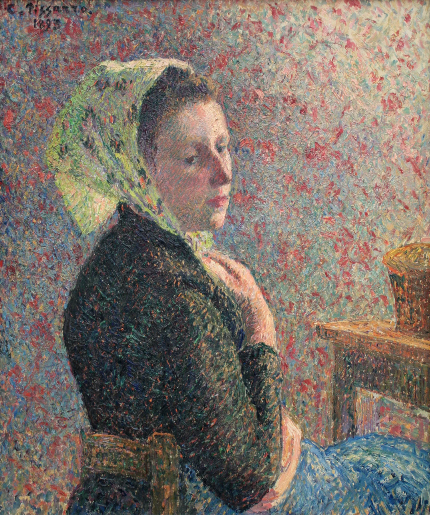 Mujer con pañuelo verde — Camille Pissarro