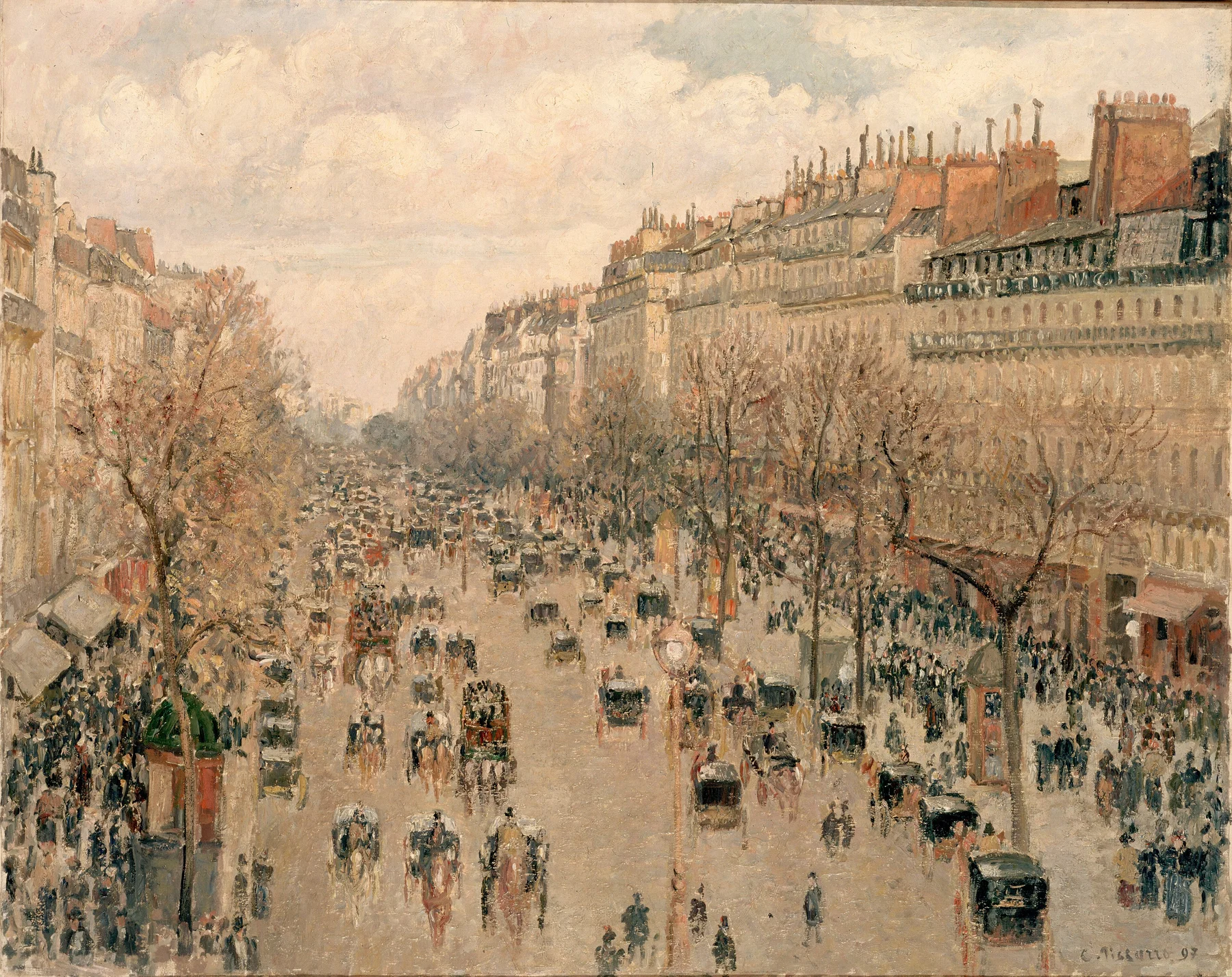 Le Boulevard Montmartre, après-midi, soleil — Camille Pissarro