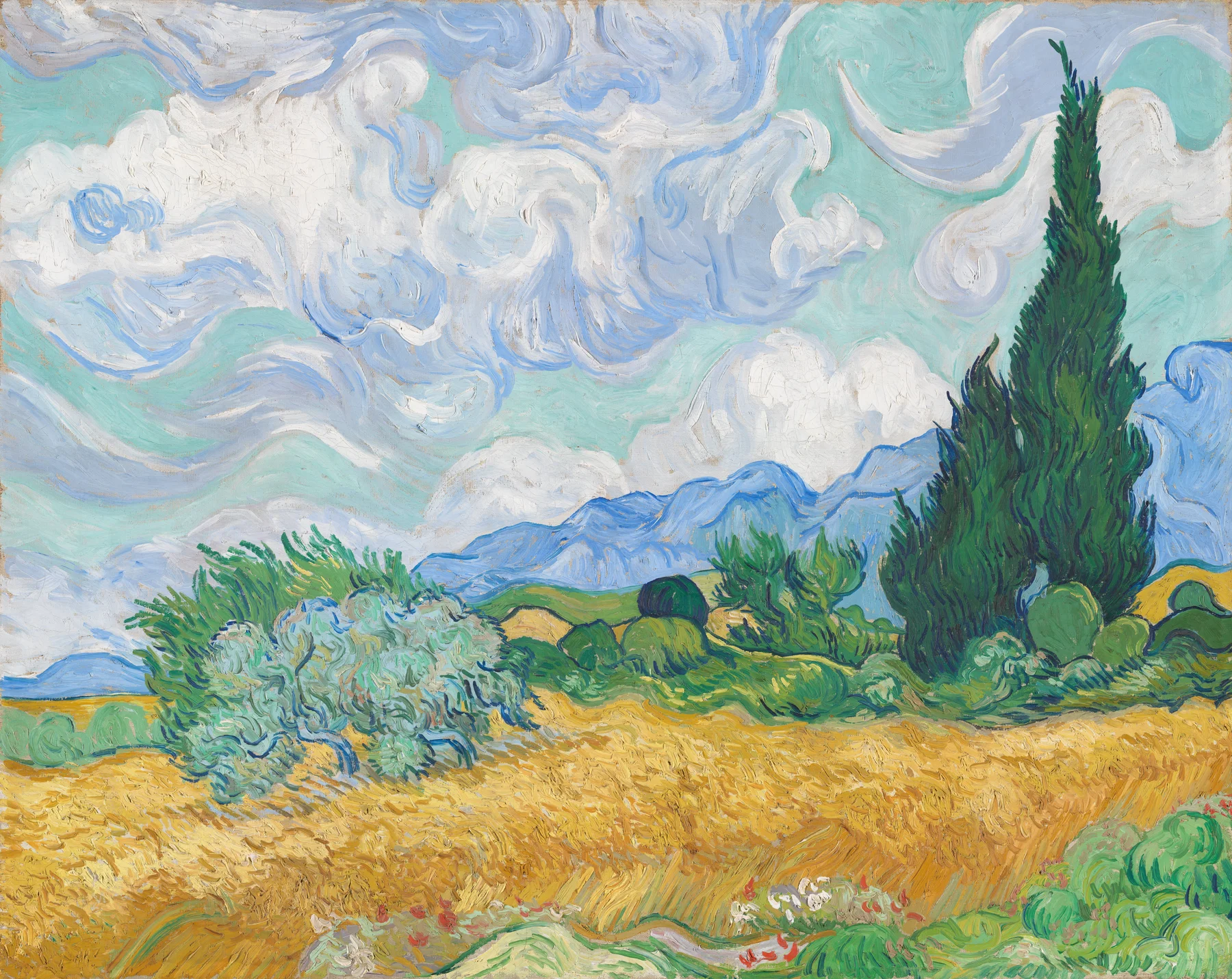 Campo de trigo con cipreses — Vincent van Gogh