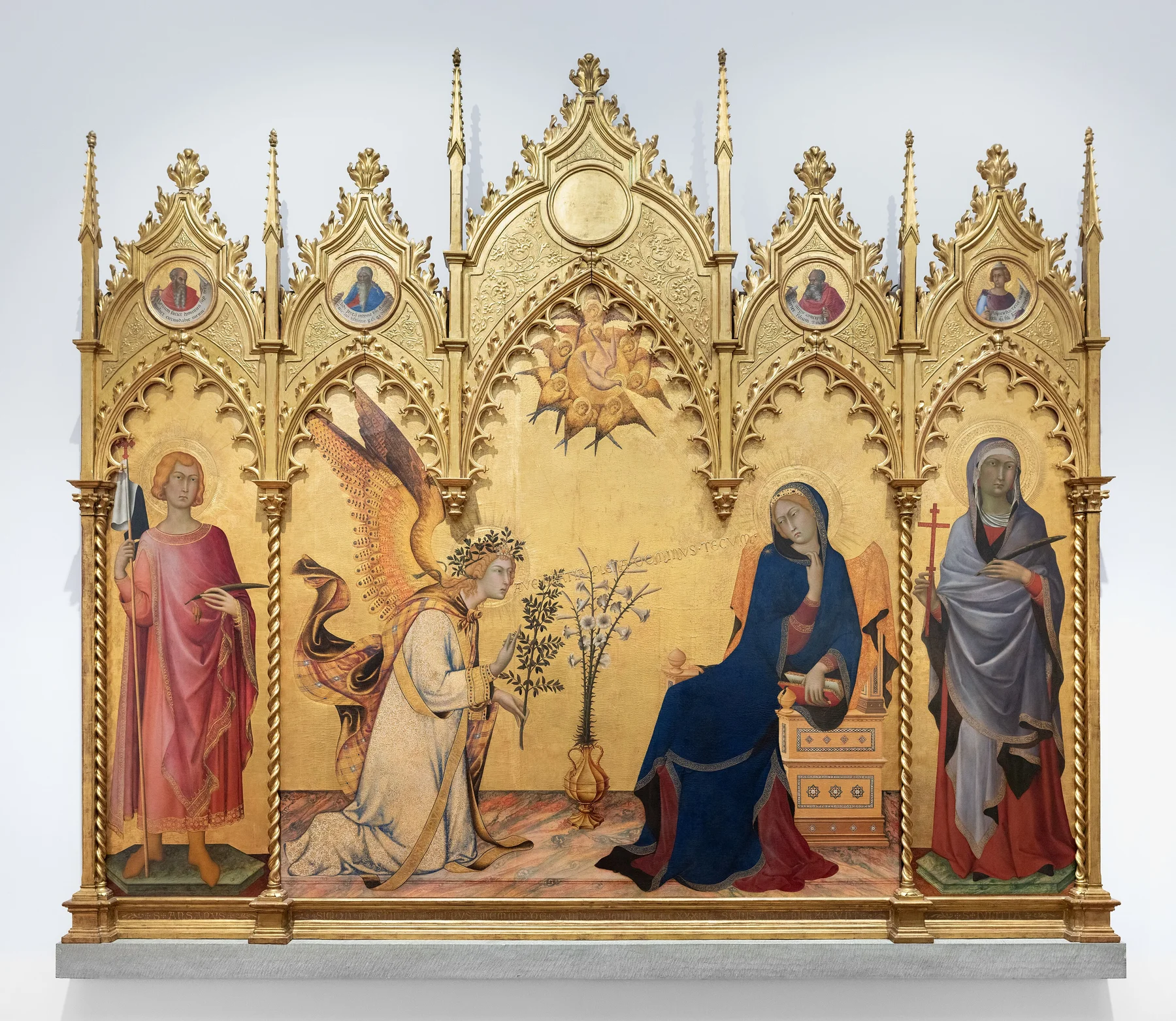 La Anunciación con san Ansano y santa Máxima — Simone Martini y Lippo Memmi