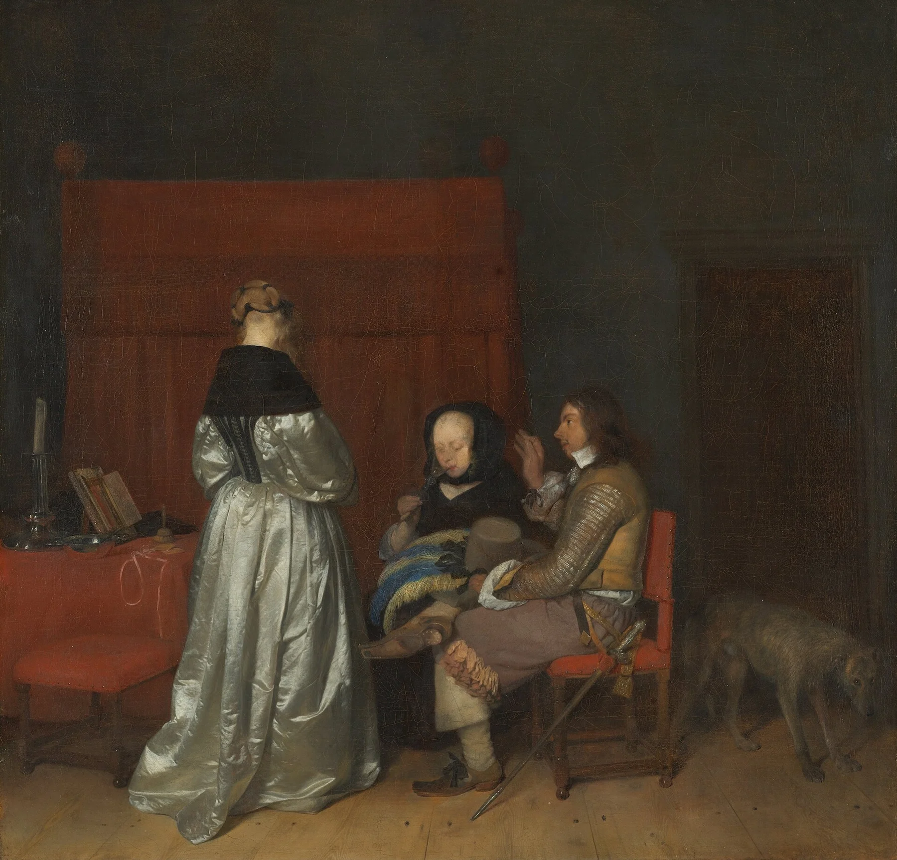 Gáláns beszélgetés (Atyai intelem) — Gerard ter Borch