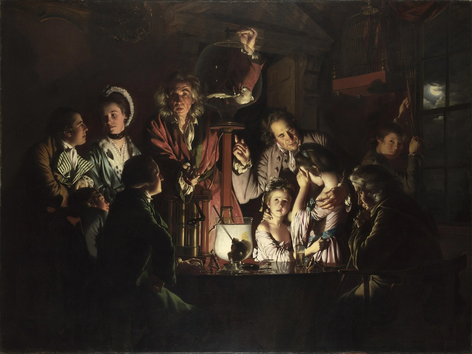 Kísérlet egy madárral a légszivattyúban — Joseph Wright of Derby