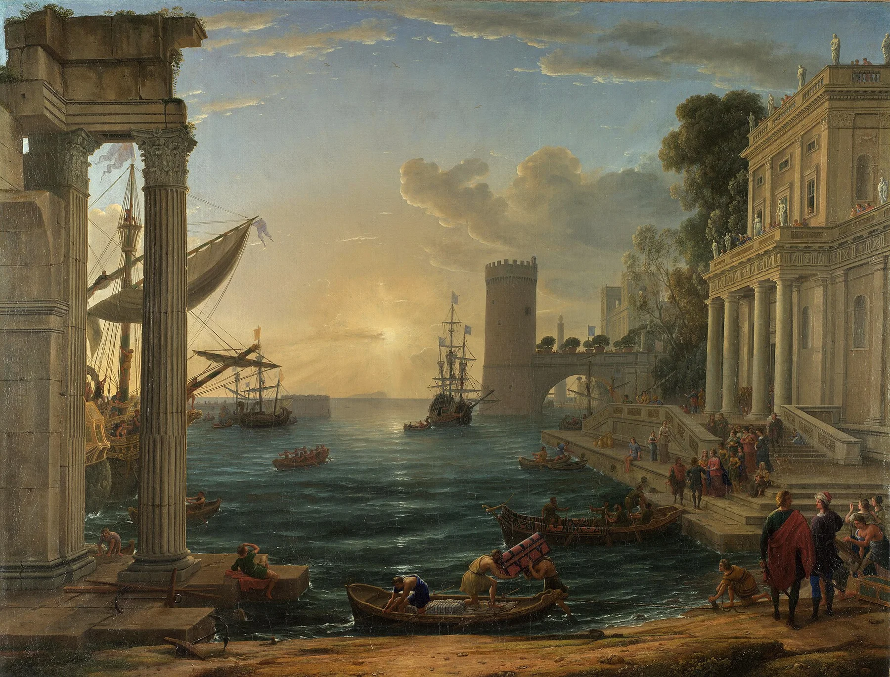 Seaport with the Embarkation of the Queen of Sheba — Claude Lorrain