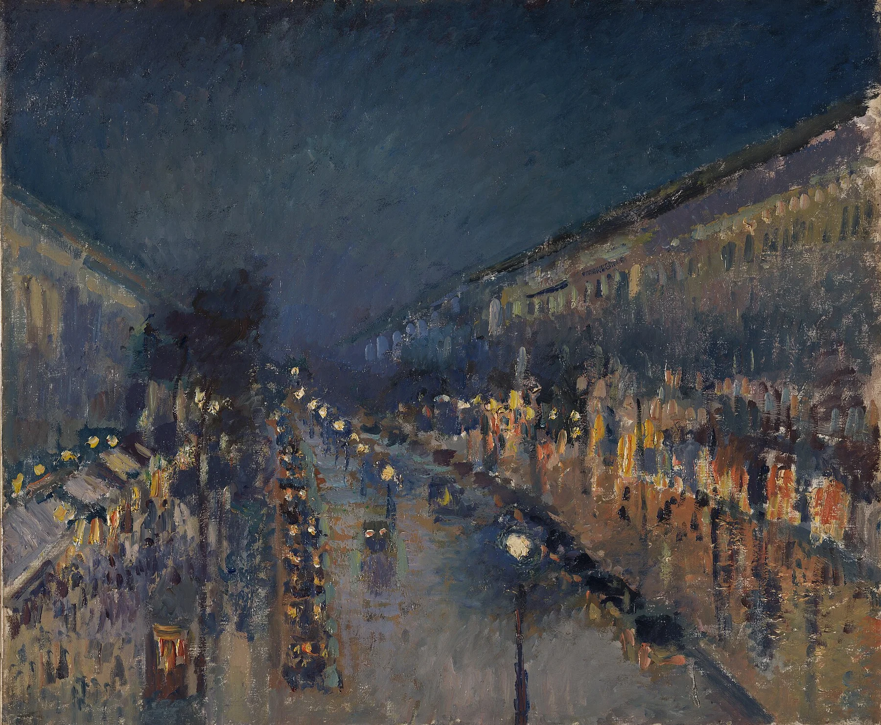 The Boulevard Montmartre at Night — Camille Pissarro