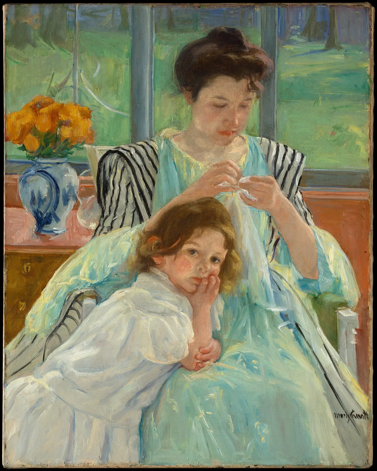 Young Mother Sewing — Mary Cassatt