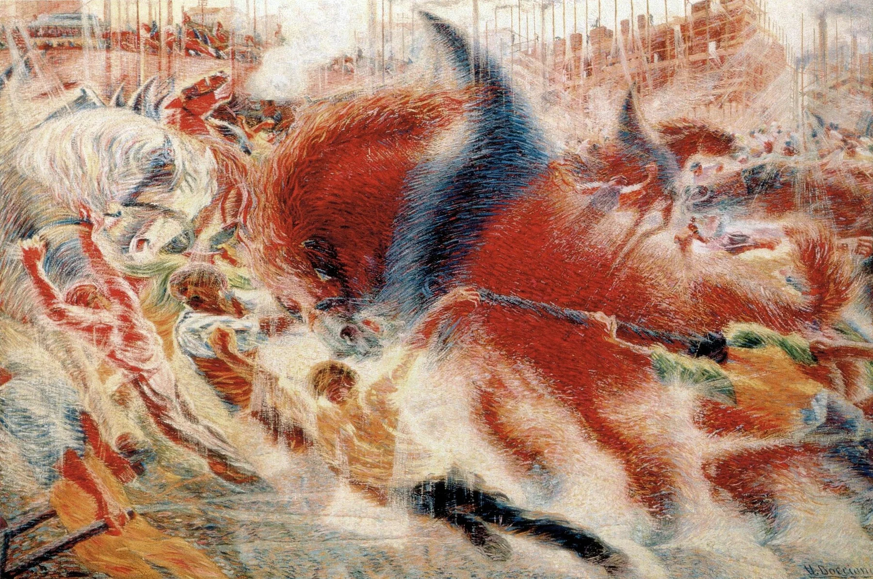 A város felemelkedik — Umberto Boccioni