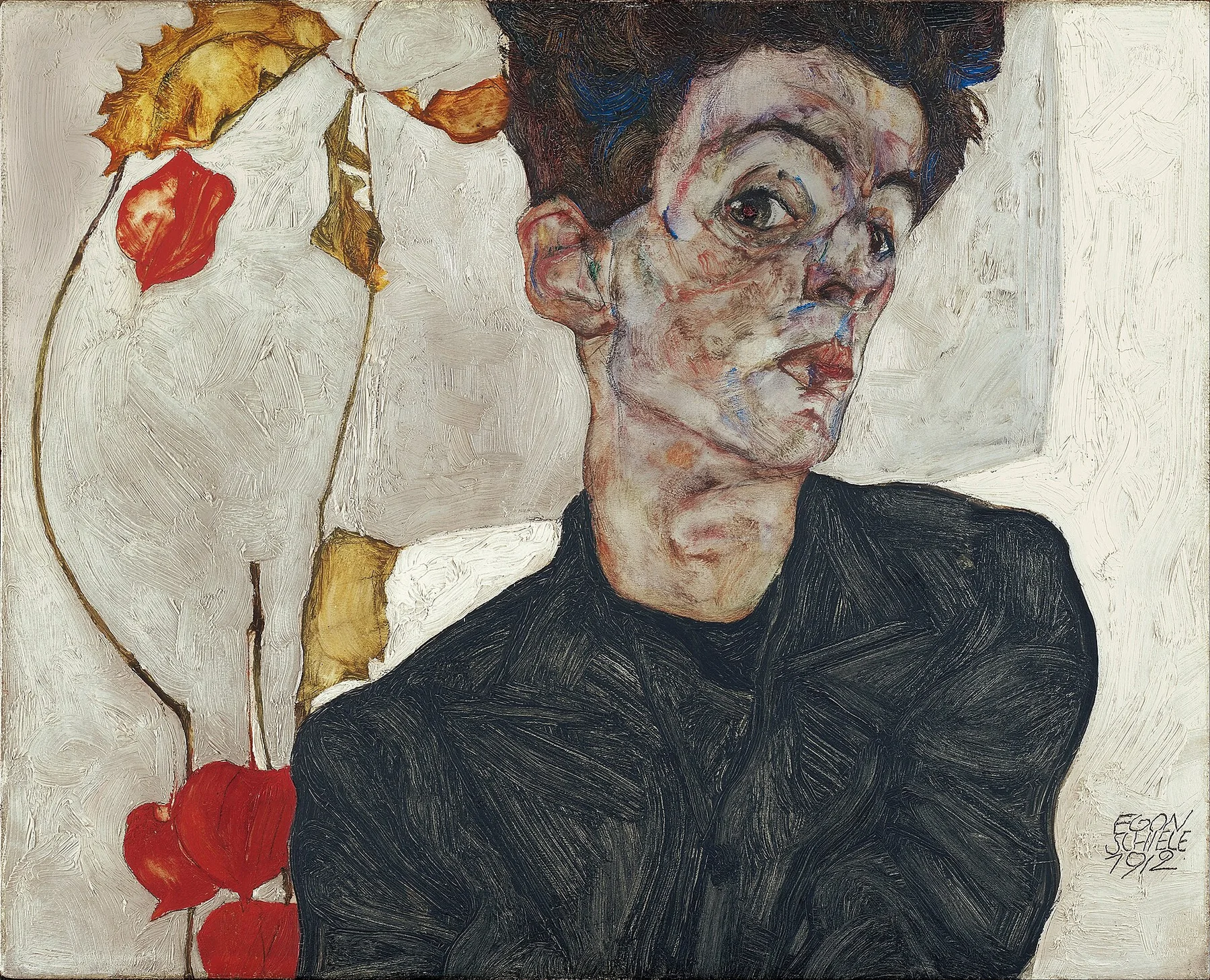 Autorretrato con physalis — Egon Schiele